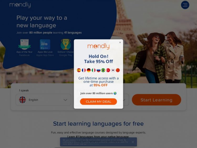30% Off Mondly Premium 1 Language Monthly Subscription at Mondly Coupon Code